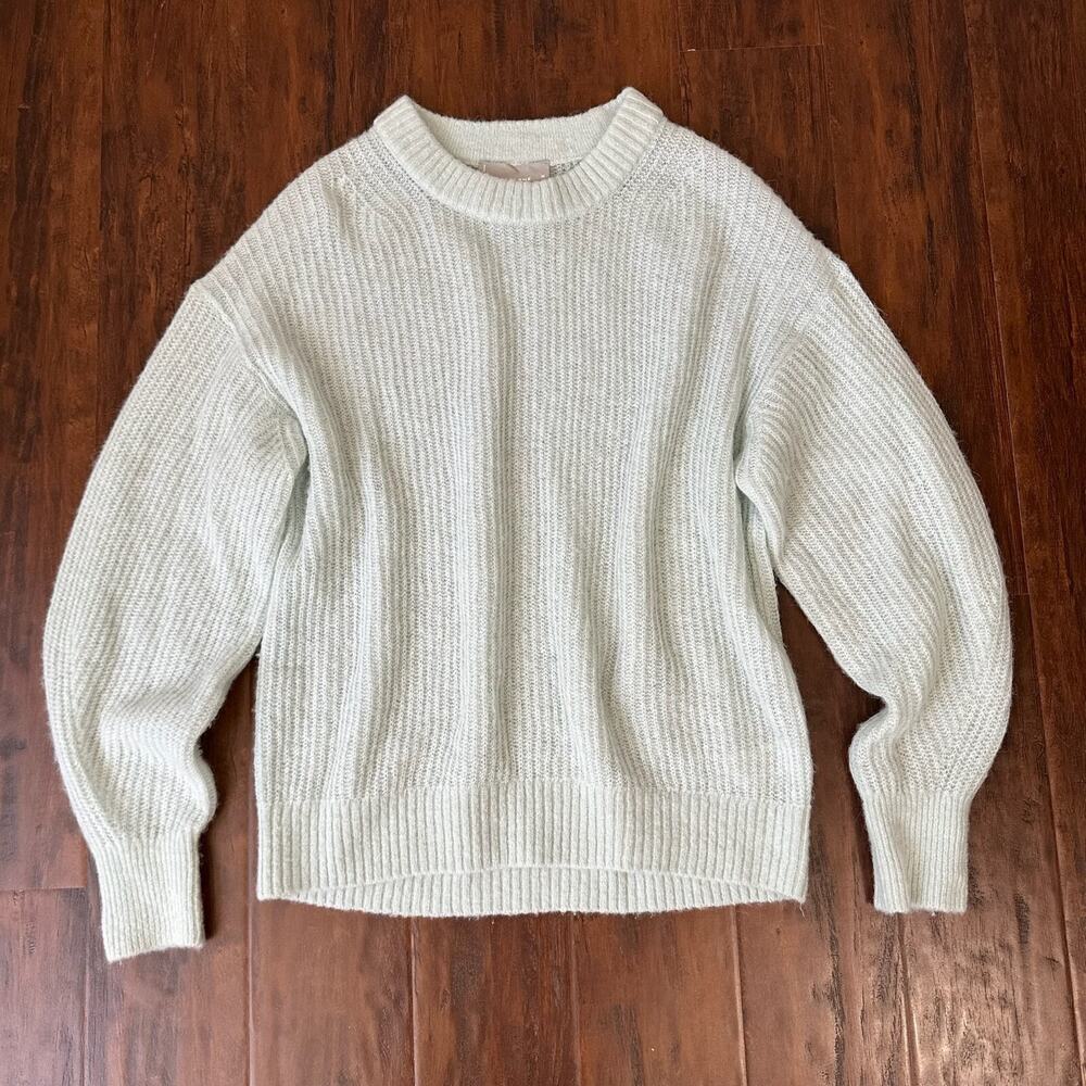 EVERLANE Alpaca Blend Sweater Mint Green Pullover Crew Neck Ribbed Knit
